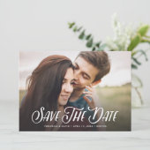 Stilvolles handgeschriebenes Foto Save the Date (Stehend Vorderseite)