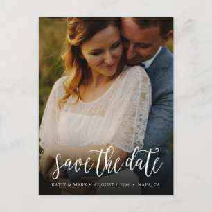 Stilvolles handgeschriebenes Foto Save the Date Po Ankündigungspostkarte