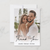 stilvolles, handgeschriebenes Hochzeitsfest-Foto Dankeskarte (Vorderseite)