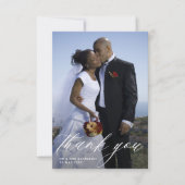 stilvolles handgeschriebenes Hochzeitsskript-Foto Dankeskarte (Vorderseite)