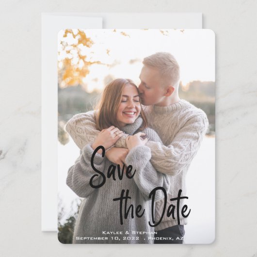 Stilvolles handgeschriebenes, Personalisiertes Fot Save The Date (Vorderseite)