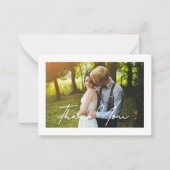 stilvolles handwriting Hochzeit Foto danke Karte (Vorderseite)