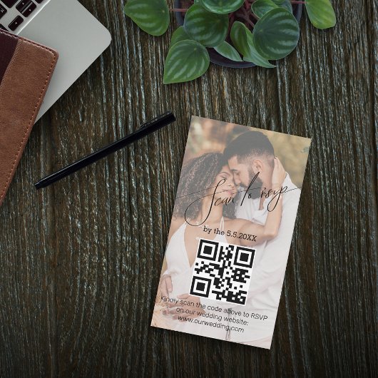 stilvolles handwriting uAwg qr Code Hochzeit-Foto Mitteilungskarte