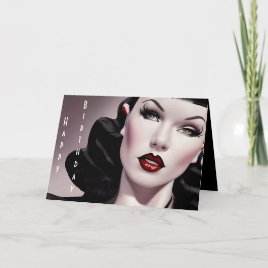 Stilvolles Happy Birthday Gothic Girl Birthday Karte (Vorderseite)