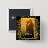 Stilvolles Happy Valentine Gold Glitzer Pärchen Fo Button (Vorne & Hinten)