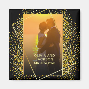 Stilvolles Happy Valentine Gold Glitzer Pärchen Fo Magnet