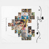 Stilvolles Heart Foto Collage Liebe Script Fleecedecke (Vorderseite (Horizontal))