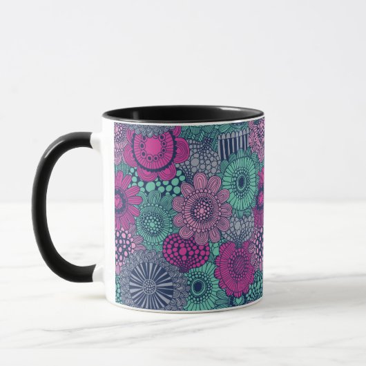 Stilvolles, helles Muster aus wunderschönen Blumen Tasse (Links)