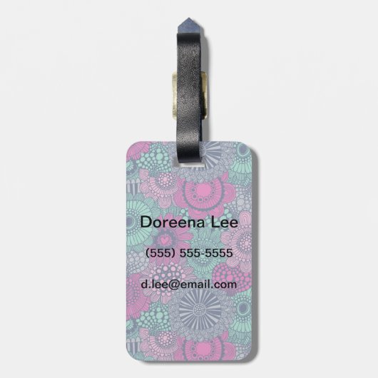 Stilvolles helles Muster der herrlichen Blumen Gepäckanhänger (Rückseite vertikal)