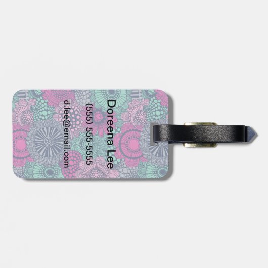 Stilvolles helles Muster der herrlichen Blumen Gepäckanhänger (Rückseite horizontal)