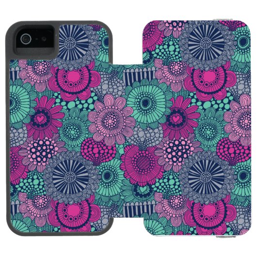 Stilvolles helles Muster der herrlichen Blumen Incipio iPhone Geldbeutel-Hülle (Folio Geöffnet)