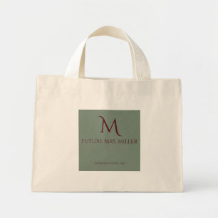 Stilvolles Hellgrün Kokette Monogramm Zukünftige M Mini Stoffbeutel