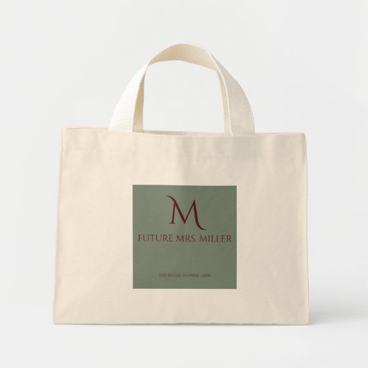 Stilvolles Hellgrün Kokette Monogramm Zukünftige M Mini Stoffbeutel (Vorne)