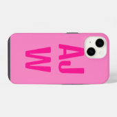 Stilvolles hellrosa Monogramm iPhone Hülle (Rückseite (Horizontal))