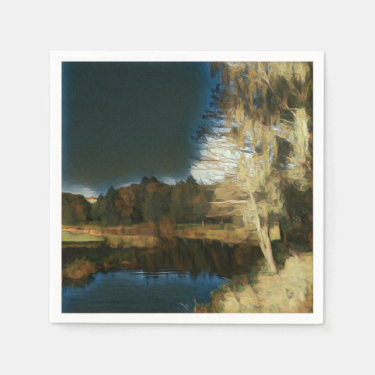 Stilvolles Herbst Landschaftsdokument Neapel Serviette (Vorderseite)