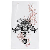 Stilvolles Herz, Flügel und Krone Kleine Geschenktüte (Vorderseite)