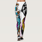 Stilvolles High Fashion Lila Blue Abstract Design Leggings (Rückseite)