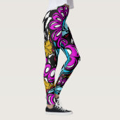 Stilvolles High Fashion Lila Blue Abstract Design Leggings (Rechts)