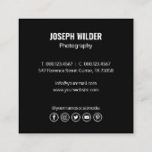 Stilvolles Hochzeitfotograf Foto QR Code Black Quadratische Visitenkarte (Rückseite)