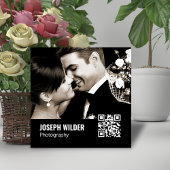 Stilvolles Hochzeitfotograf Foto QR Code Black Quadratische Visitenkarte
