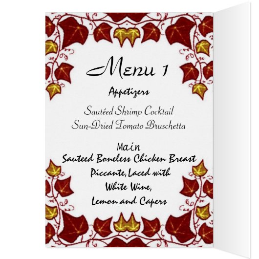 Stilvolles Hochzeits-Menü (Innen (Links))