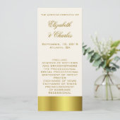 Stilvolles Hochzeitsprogramm für Gold und Elfenbei Programm (Stehend Vorderseite)