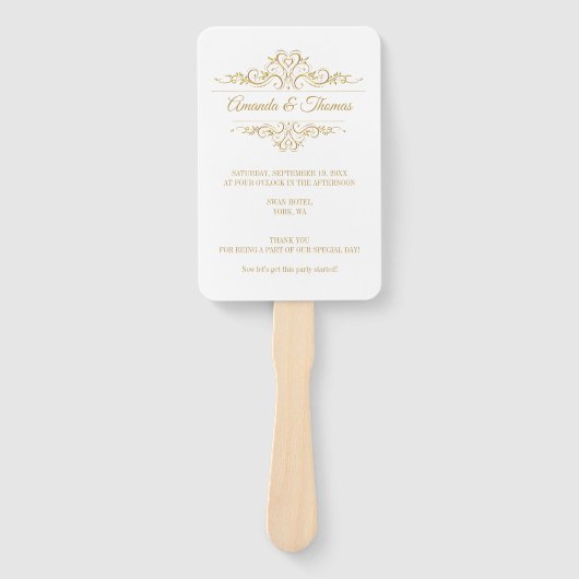 Stilvolles Hochzeitsprogramm in weißem Rahmen Fächer (Vorderseite)