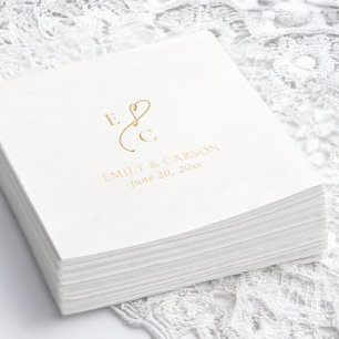 Stilvolles Hochzeitsstichtag für Mit Monogramm Log Servietten Mit Folie