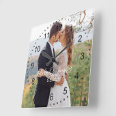 stilvolles Hochzeitstag Foto Quadratische Wanduhr (Winkel)