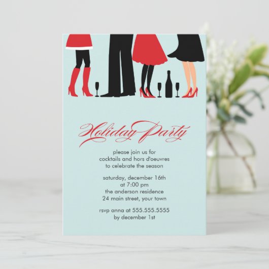Stilvolles Holiday Cocktail Party Einladung (Stehend Vorderseite)
