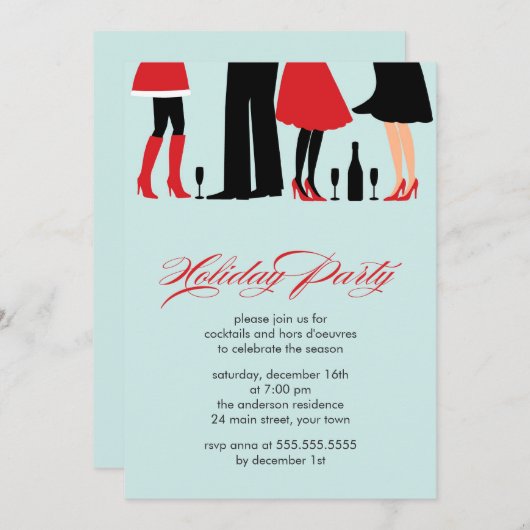 Stilvolles Holiday Cocktail Party Einladung (Vorne/Hinten)
