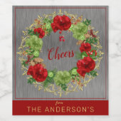 Stilvolles Holiday Wreath Weinetikett (Einzelnes Label)