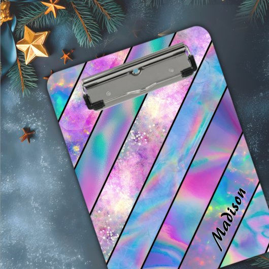 Stilvolles Holograf-Blau-Rosa Klemmbrett