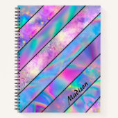 Stilvolles Holograf-Blau-Rosa Notizblock (Vorderseite)