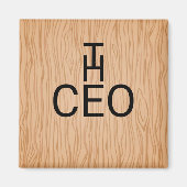 Stilvolles Holz Texture Magnet mit dem CEO Text (Vorne)