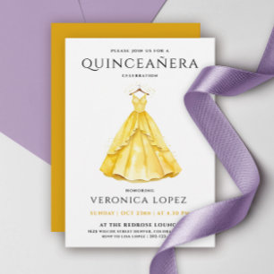 Stilvolles Honiggelbes Quinceañera-Kleid Wasserfar Einladung