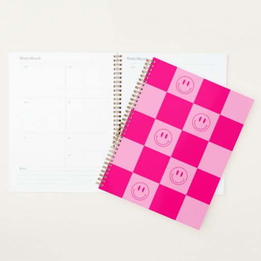 Stilvolles Hot Pink Checkered & Niedlich Happy Läc Planer (Anzeige)