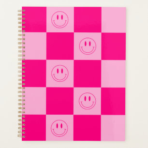 Stilvolles Hot Pink Checkered & Niedlich Happy Läc Planer