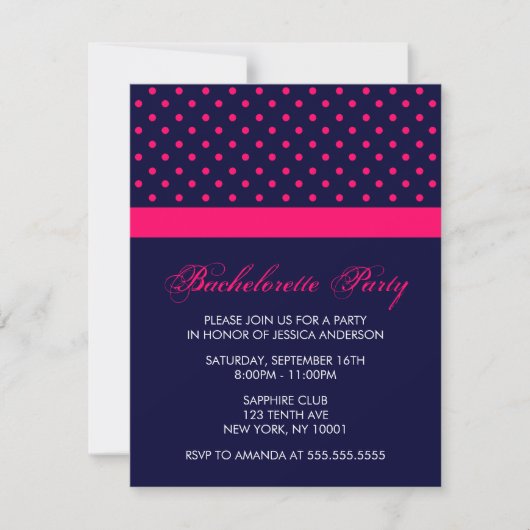 Stilvolles Hot Pink Polka Dots-Muster Einladung (Vorderseite)
