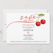 Stilvolles Hübsches Cherry Red White Wedding Foto  Save The Date (Vorderseite)
