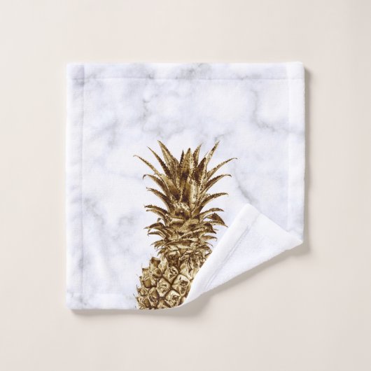 Stilvolles hübsches girly Gold u. weiße Badhandtuch Set (Waschlappen)