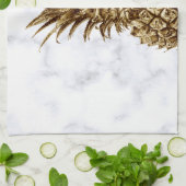 Stilvolles hübsches girly Gold u. weiße Geschirrtuch (Gefaltet)