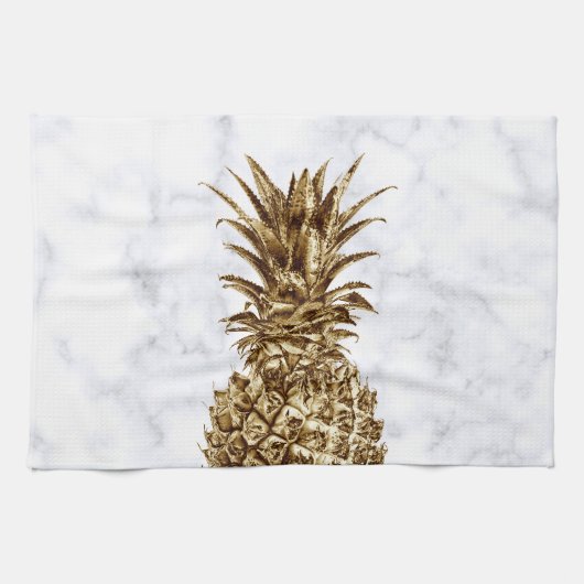 Stilvolles hübsches girly Gold u. weiße Geschirrtuch (Horizontal)