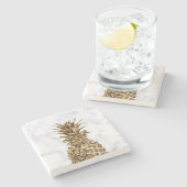 Stilvolles hübsches girly Gold u. weiße Steinuntersetzer (Seitenansicht)