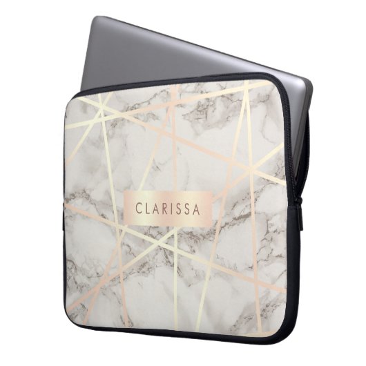 Stilvolles hübsches Küken-Rosengold u. weißer Laptopschutzhülle (Vorderseite Links)