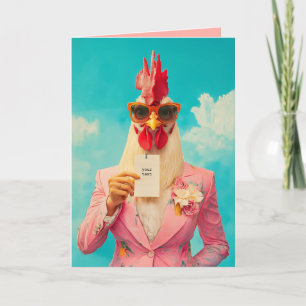 Stilvolles Huhn im rosa Anzug Einladung