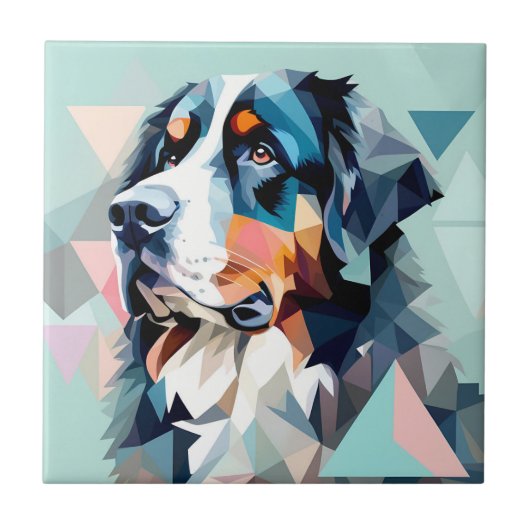 Stilvolles Hundportrait bernese Fliese (Vorderseite)