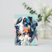 Stilvolles Hundportrait bernese Postkarte (Stehend Vorderseite)