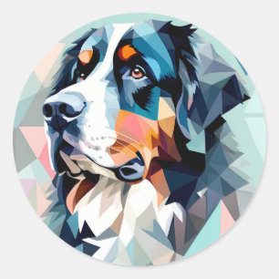 Stilvolles Hundportrait bernese Runder Aufkleber