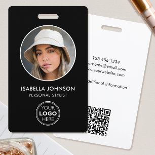 Stilvolles ID-Foto-Logo QR-Code Schwarz Weiß Siche Ausweis